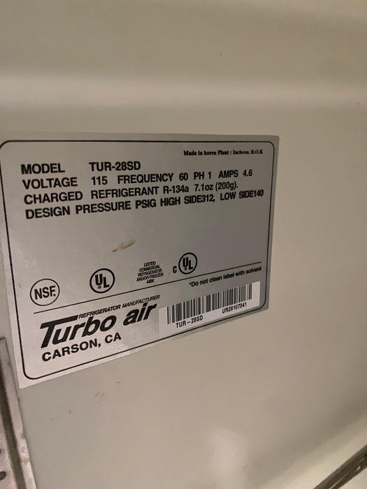 Used Turbo Air TUR-28SD 1-Door Undercounter Cooler