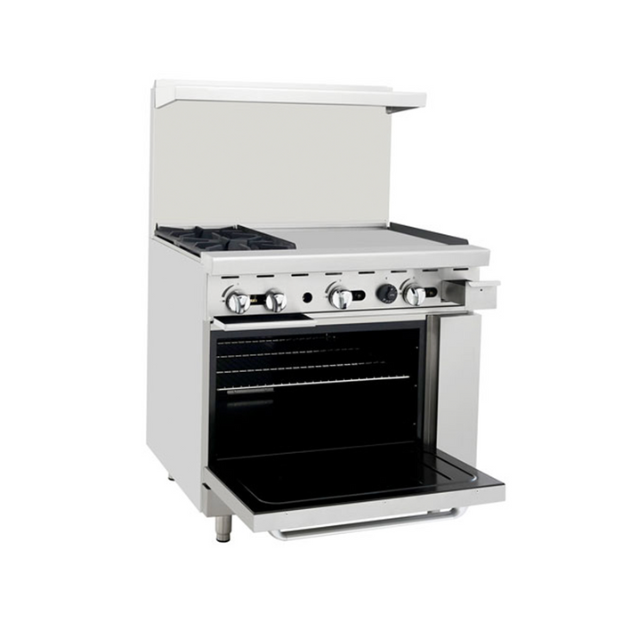 AGR-2B24GR — 36″ Gas Range with Two (2) Open Burners & 24″ Griddle